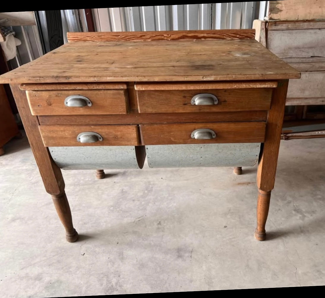 Antique Potbelly Bakers Table